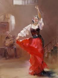 Baile Flamenco: Pintura Acrílica Original 40x60 cm
