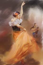 Baile Flamenco: Pintura Acrílica Original 40x60 cm