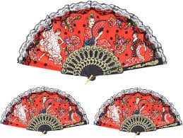 Set de 3 Abanicos Flamencos Españoles