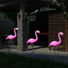 Flamenco Rosa LED Solar 3 en 1 para Jardín
