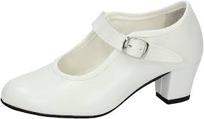 Zapatos de Tacón Blanco Sevillanas para Niña - Hecho en España
