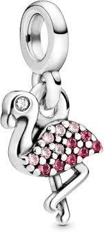 Colgante de Flamenco Rosa en Plata 925 para Pulseras Pandora