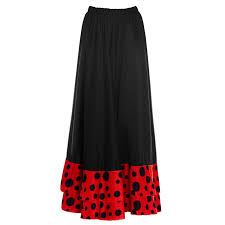 Falda Flamenca Niña Negra con Volantes Rojos y Lunares