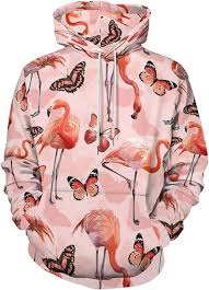 Sudadera con Capucha Adulto: Patrón Flamenco Rosa