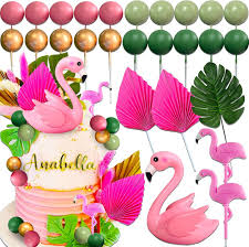 JeVenis 26 Unidades: Decoración Tropical para Pasteles con Flamencos