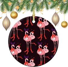 Adornos Redondos de Flamenco y Ciervo de Papá Noel