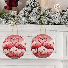 Adornos Navideños con Corazón de Flamenco para San Valentín