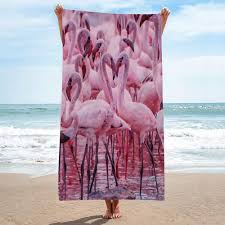 Toalla de Playa Flamenco Rosa de Microfibra
