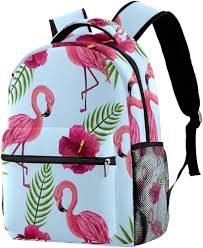 Mochila Flamenca Rosa con Hojas Verdes