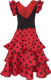 Vestido Flamenco Rojo con Lunares Negros - 4 Años