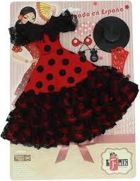 Vestido y Accesorios Flamenca para Muñeca