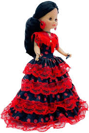 Vestido Flamenco Típico Andaluz para Muñeca de 42 cm