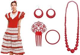 Vestido Sevillanas con Accesorios Elegantes
