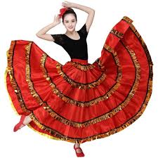 Vestido Flamenco Sanfly con Falda Larga de Oro